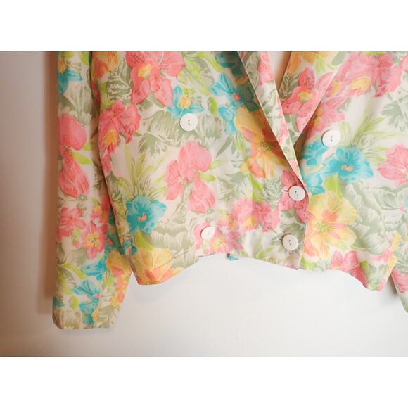 Sarah Taylor Collection Vintage 100% Silk Blouse Jacket Shrug Floral Size M - Picture 5 of 9